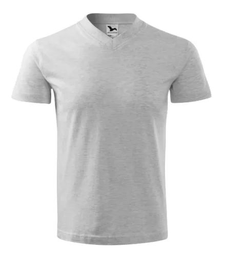 V-neck póló unisex világosszürke melírozott M