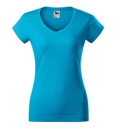 Póló női Fit V-neck 162 türkiz M méret
