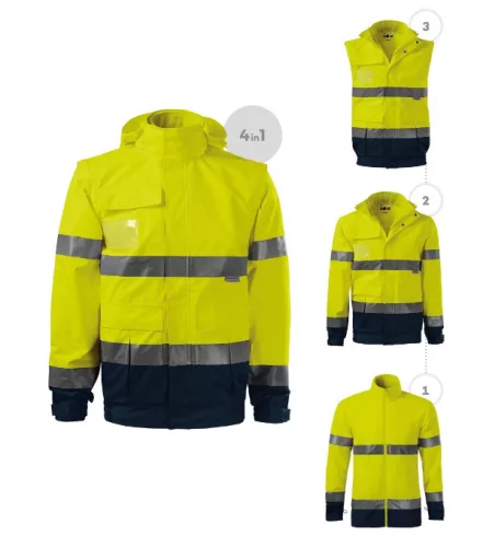 Kabát unisex HV Guard 4 in 1 5V2 fluoreszkáló sárga 4XL méret