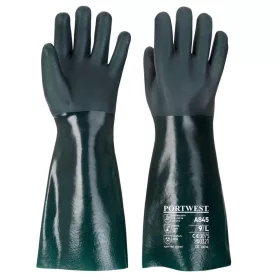 Duplán mártott PVC védőkesztyű 45cm zöld XL