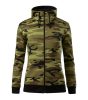 Felső női Camo Zipper C20 zöld terepszín L méret