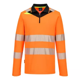 DX4 Hi-Vis cipzáras póló L/S Orange/Black S