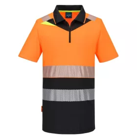 DX4 Hi-Vis cipzáros Class 1 póló S/S Orange/Black S