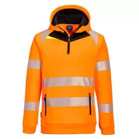 DX4 Hi-Vis 1/4 zippzáras kapucnis pulóver Orange/Black 4XL