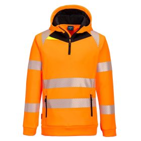 DX4 Hi-Vis 1/4 zippzáras kapucnis pulóver Orange/Black S