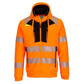 DX4 Hi-Vis cipzáras kapucnis pulóver Orange/Black 4XL