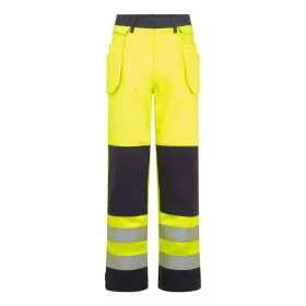   Bizflame Work Hi-Vis Contrast FR lengőzsebes nadrág Yellow/Navy L